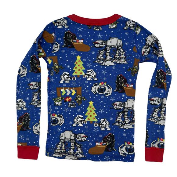 HANNA ANDERSSON PRIMARY Star Wars Holiday Long Johns Pajama Set 130 8 Blue Red - Picture 4 of 6